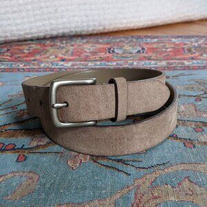 H&M sand beige light gray suede leather silver buckle dress belt 36